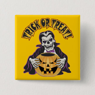 Dracula Skull Vierkante Button 5,1 Cm