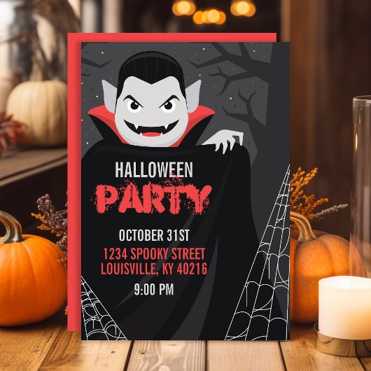 Dracula Vampier Griezelen Halloween Feest Kaart