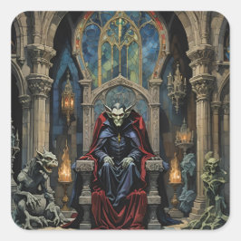 Dracula vampier in kasteel vierkante sticker