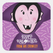 Dracula Vampire Bat Halloween Paarse Bats Vierkante Sticker (Voorkant)