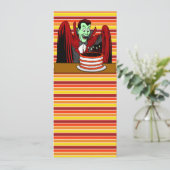 Dracula Vampire Cartoon Halloween Birthday Kaart (Staand voorkant)
