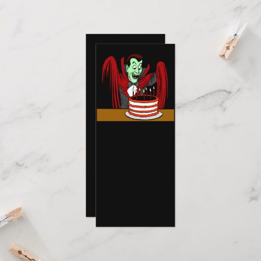 Dracula Vampire Halloween Birthday Kaart (Voorkant / Achterkant in situ)