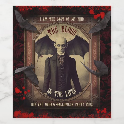 Dracula Vampire Halloween Party Favor Wijn Etiket (Enkel label)