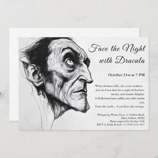 Dracula Vampire Halloween Uitnodiging (Voorkant / Achterkant)