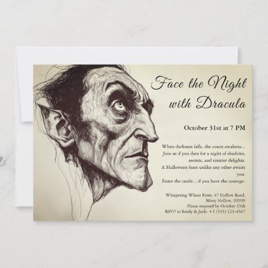 Dracula Vampire Halloween Uitnodiging (Voorkant)