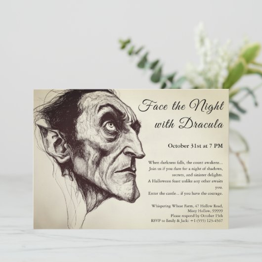 Dracula Vampire Halloween Uitnodiging (Staand voorkant)