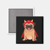 Dracula Vampire Pug Cute Dog Halloween Costume Pug Magneet (Voorkant / Achterkant)