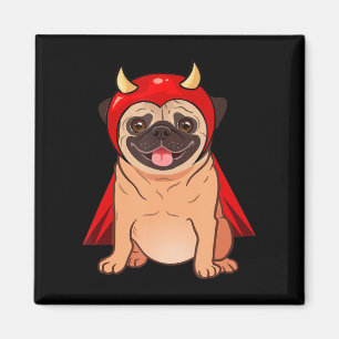 Dracula Vampire Pug Cute Dog Halloween Costume Pug Magneet