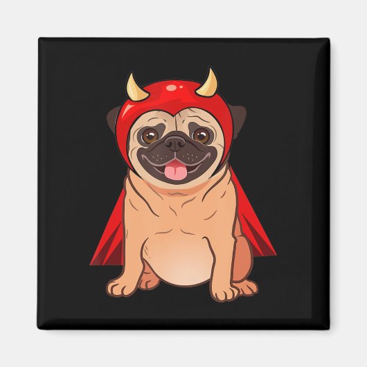 Dracula Vampire Pug Cute Dog Halloween Costume Pug Magneet (Voorkant)