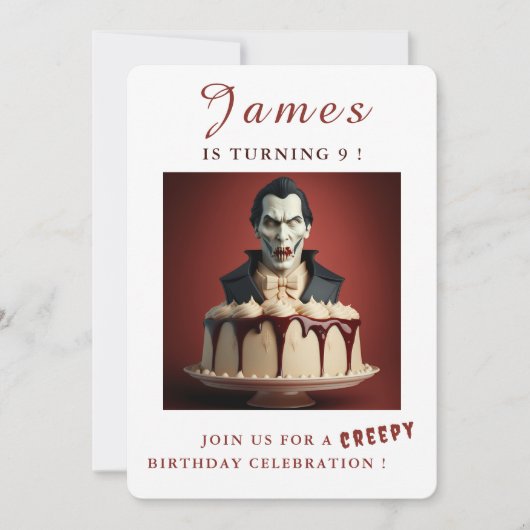 Dracula Vampire thema Cream Cake - Verjaardag Kaart (Voorkant)