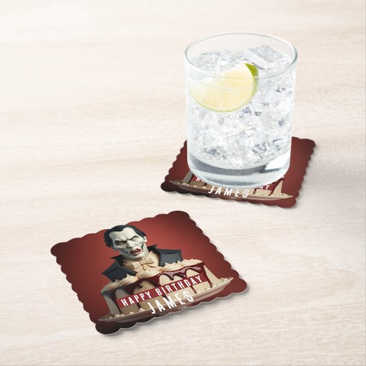Dracula Vampire thema Cream Cake - Verjaardag Kartonnen Onderzetters (Insitu)