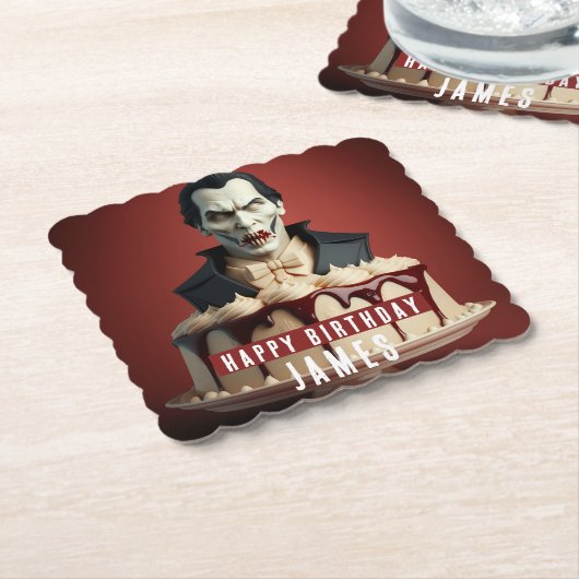 Dracula Vampire thema Cream Cake - Verjaardag Kartonnen Onderzetters (Gebogen)