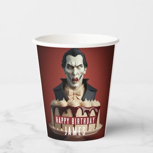 Dracula Vampire thema Cream Cake - Verjaardag Papieren Bekers (Voorkant)