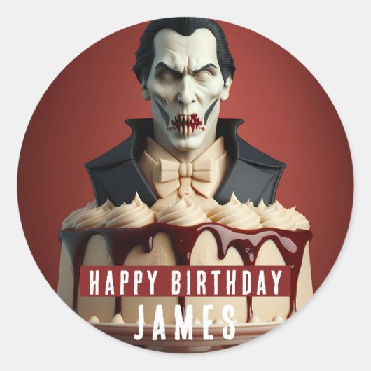 Dracula Vampire thema Cream Cake - Verjaardag Ronde Sticker (Voorkant)