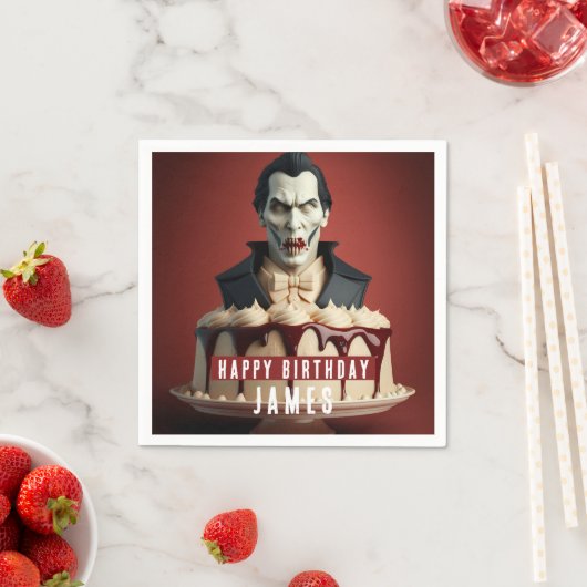Dracula Vampire thema Cream Cake - Verjaardag Servet (Insitu)