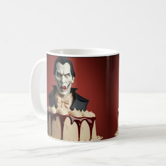 Dracula Vampire Theme Cake Koffiemok (Voorkant links)