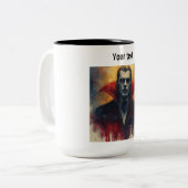 Dracula Vampire Two-Tone Coffee Mok. Tweekleurige Koffiemok (Voorkant links)