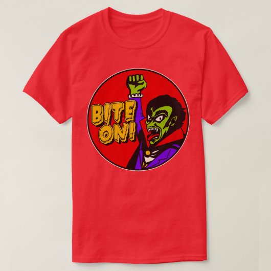 Dracula zegt BIJTEN OP T-shirt (Design voorkant)