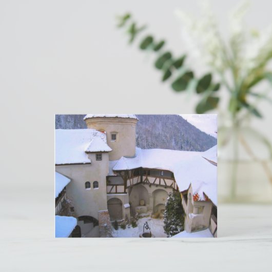 Dracula's Castle, Bran, Transsylvanië, winter Briefkaart (Staand voorkant)