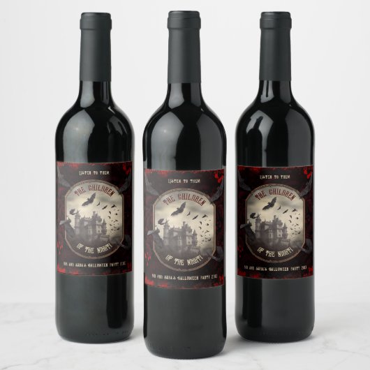  Dracula's Castle Haunted Adult Halloween Wijn Etiket (Flessen)