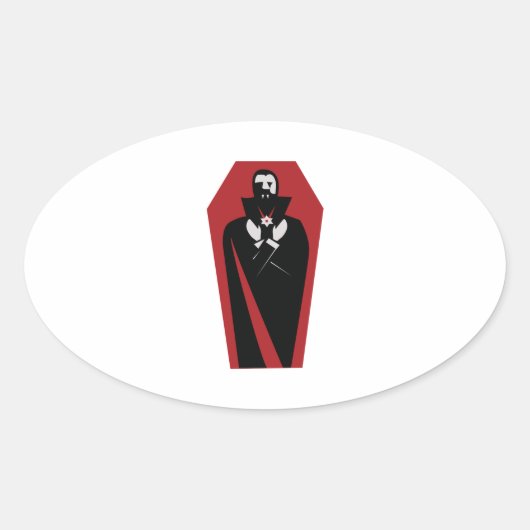 Draculas Coffin Ovale Sticker (Voorkant)