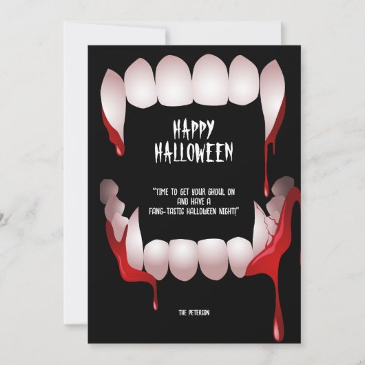 Dracula's Fangs Halloween Groet Kaart (Voorkant)