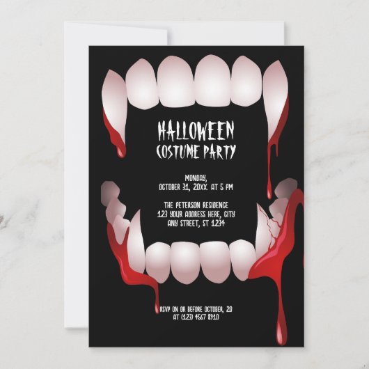 Dracula's Hoektanden Halloween Feest Uitnodiging (Voorkant)
