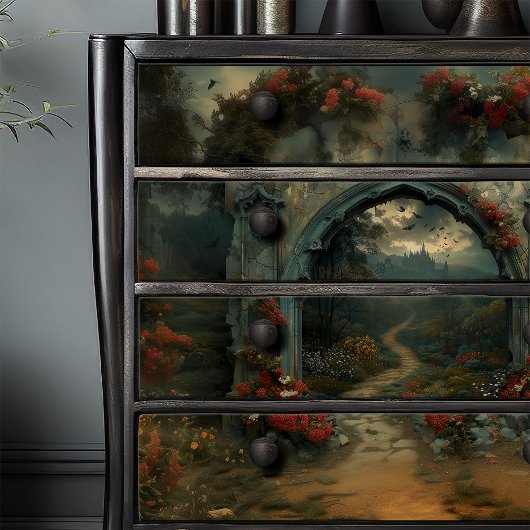 Dracula's kasteel gotische boog tissuepapier