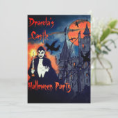 Dracula's Kasteel Halloween Feestuitnodiging Kaart (Staand voorkant)
