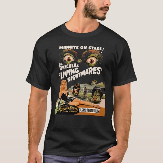Dracula's Living Nightmares Spook Show T-Shirt (Voorkant)