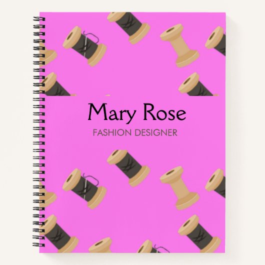 Draden & klosjes patroon roze notitieboek (Voorkant)