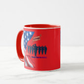 Draden van patriottische trots helder rood mok (Voorkant links)