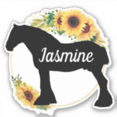 Draft horse Custom Name Floral Sunflower Sticker (Voorkant)