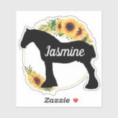 Draft horse Custom Name Floral Sunflower Sticker (Vel)
