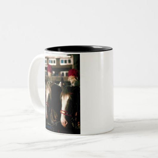 Draft Horse Tandem Tweekleurige Koffiemok (Voorkant links)