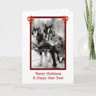 Draft Horse Team, Vrolijk Kerstfeest, Gelukkig Nie Feestdagen Kaart
