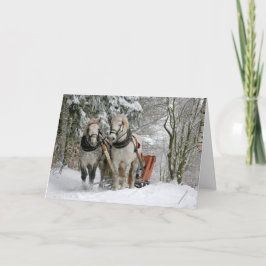 Draft Horses Christmas Feestdagen Kaart