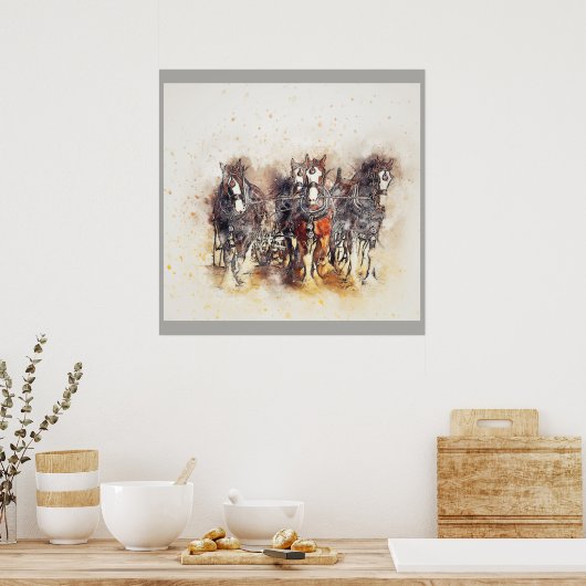 Draft Horses, Clydesdales Kunstwerk Foto Poster (Keuken)