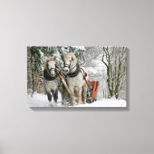 Draft Horses Pulling Sleigh Canvas Afdruk (Voorkant)