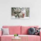 Draft Horses Pulling Sleigh Canvas Afdruk (Insitu (Woonkamer))