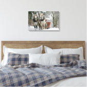 Draft Horses Pulling Sleigh Canvas Afdruk (Insitu (Slaapkamer))
