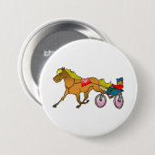 Draftrenspaard en Bestuurder Ronde Button 7,6 Cm (Voorkant /achterkant)