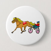 Draftrenspaard en Bestuurder Ronde Button 7,6 Cm (Voorkant)