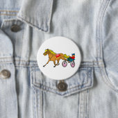 Draftrenspaard en Bestuurder Ronde Button 7,6 Cm (In situ)