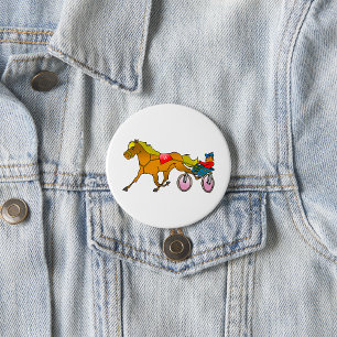 Draftrenspaard en Bestuurder Ronde Button 7,6 Cm