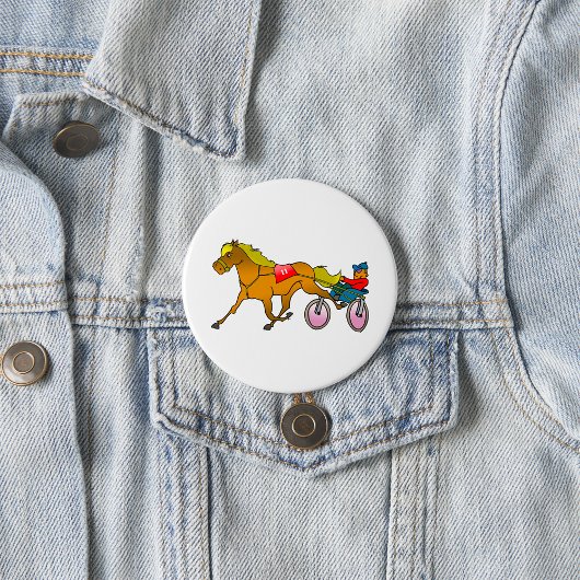 Draftrenspaard en Bestuurder Ronde Button 7,6 Cm