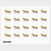 Draftrenspaard en Bestuurder Ronde Sticker (Vel)