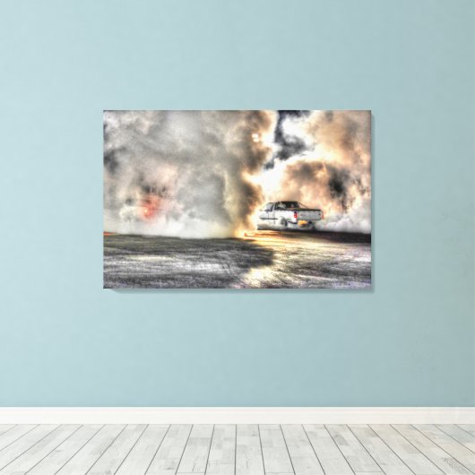 DRAG AUTO BURN-OUT ROKEN BANDEN AUSTRALIË CANVAS AFDRUK (Insitu (Houten vloer))