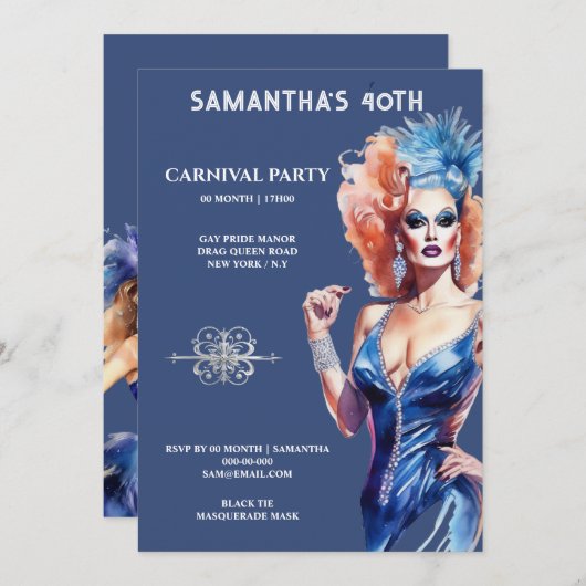Drag queen lgbtq carnaval festival glamour glitz kaart (Voorkant / Achterkant)
