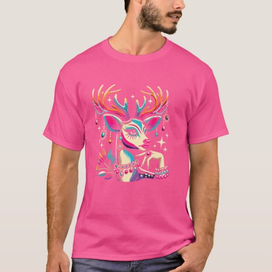Drag Queen Pride Deer Drag Makeup Performer Art Fa T-shirt (Voorkant)